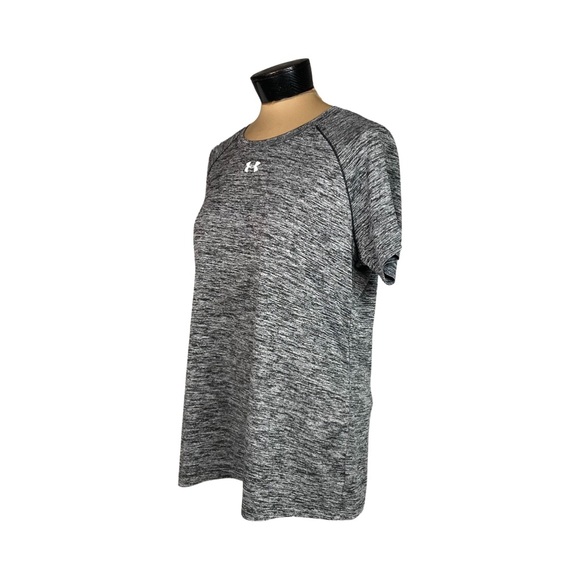 Under Armour Womens Twisted Tech Locker Tee In Space Dyed Black Size L - Picture 3 of 13